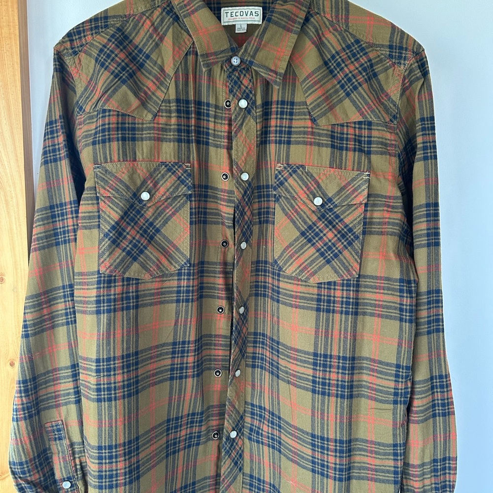 Tecovas Casual Plaid Button down with western pearl buttons